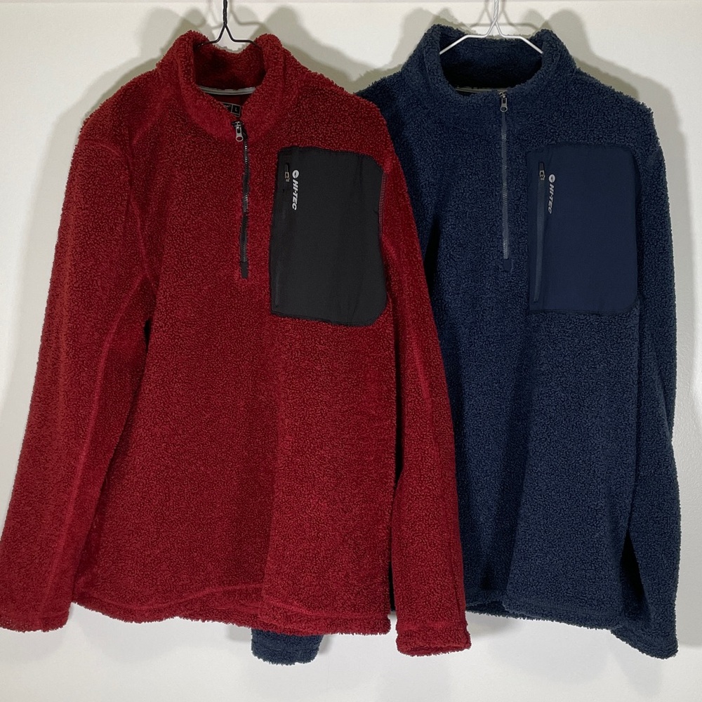 2 Hi-Tec Outdoor Research Burgundy and Navy Fleece Pullovers